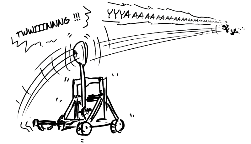 Plan large : la « soucoupe » était le réceptacle d'une catapulte. La catapulte lance les Balkany dans un « TWWIIINNNG !!! » sonore. Les Balkany disparaissent à l'horizon comme la Team Rocket : « YYYAAAAAAAAAAAAAAAAAAAAAAH ! »