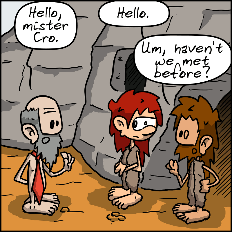 The lawyer is the same character as the owner of the cave. He is at the door and says: “Hello, mister Cro.” John-Cro: “Hello. Um, haven't we met before?”