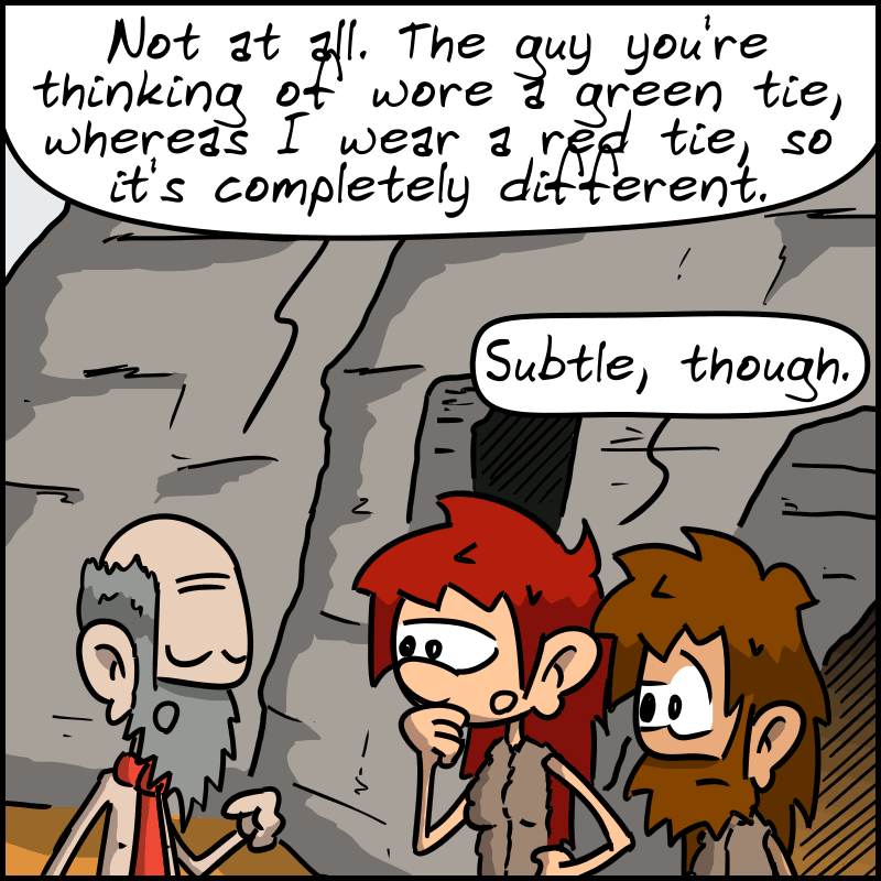 The lawyer says: “Not at all. The guy you're thinking of wore a green tie, whereas I wear a red tie, so it's completely different.” Magnon: “Subtle, though.”