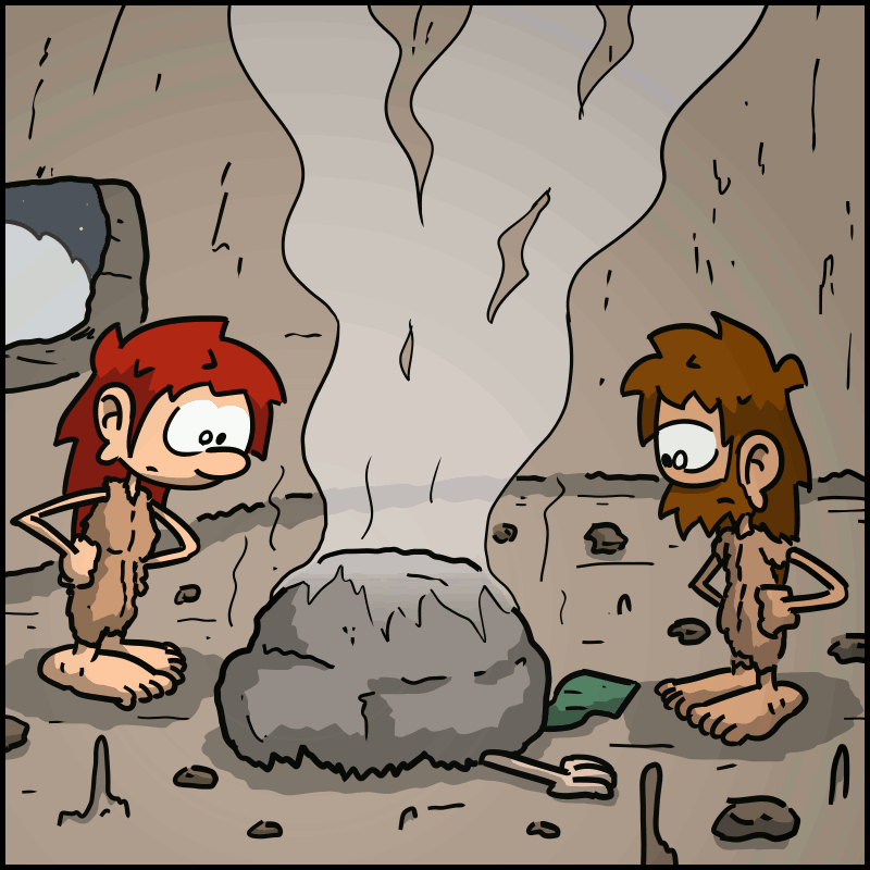 Le proprio est écrasé par le météore. Jean-Cro et Magnon le regardent d'un air blasé.