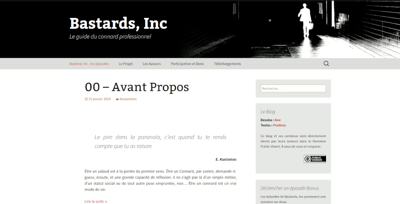 Capture d'écran du site original des Connards Professionnels