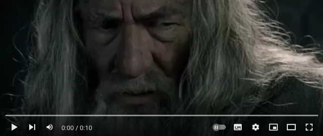 Capture d'écran du Seigneur des Anneaux sur le visage de Gandalf