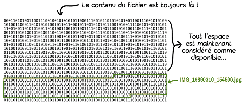 La même image qu'avant, mais sans le fichier JPG. Le contenu du fichier, lui, est toujours là !